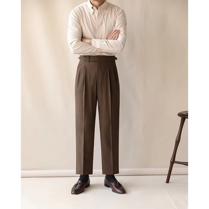 Men's High Waist Straight Leg Trousers