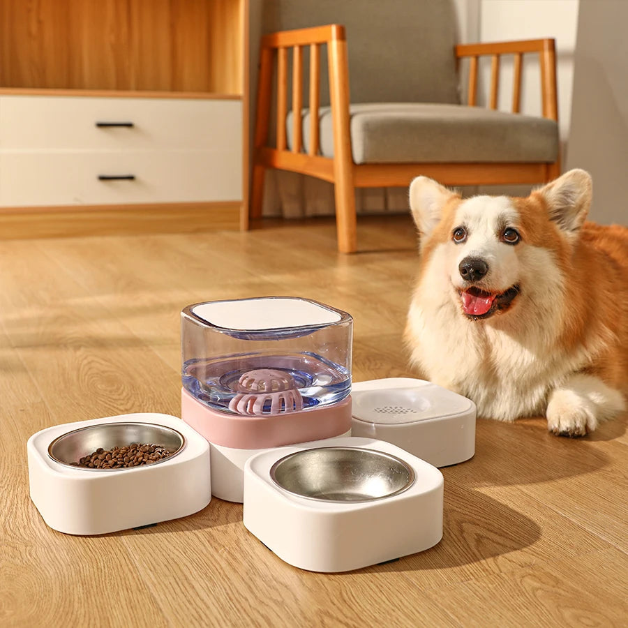 Large Capacity Dog Bowl with Automatic Water Dispenser & Food Separator