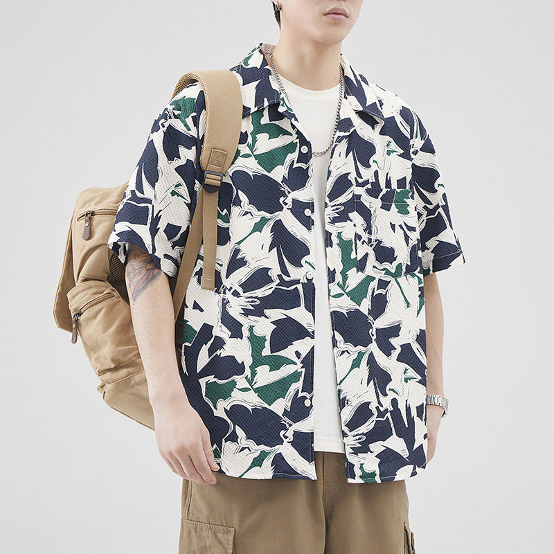 Fashion Personalized Printed Beach Flower Shirt Men