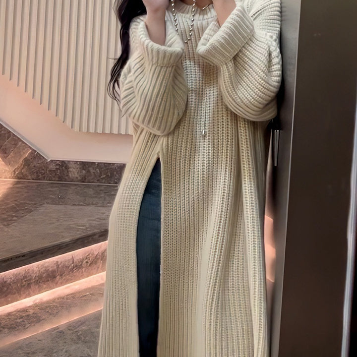 Lazy Wind Mid-length Inner Wear Loose Slimming Solid Color Sweater Long Dress