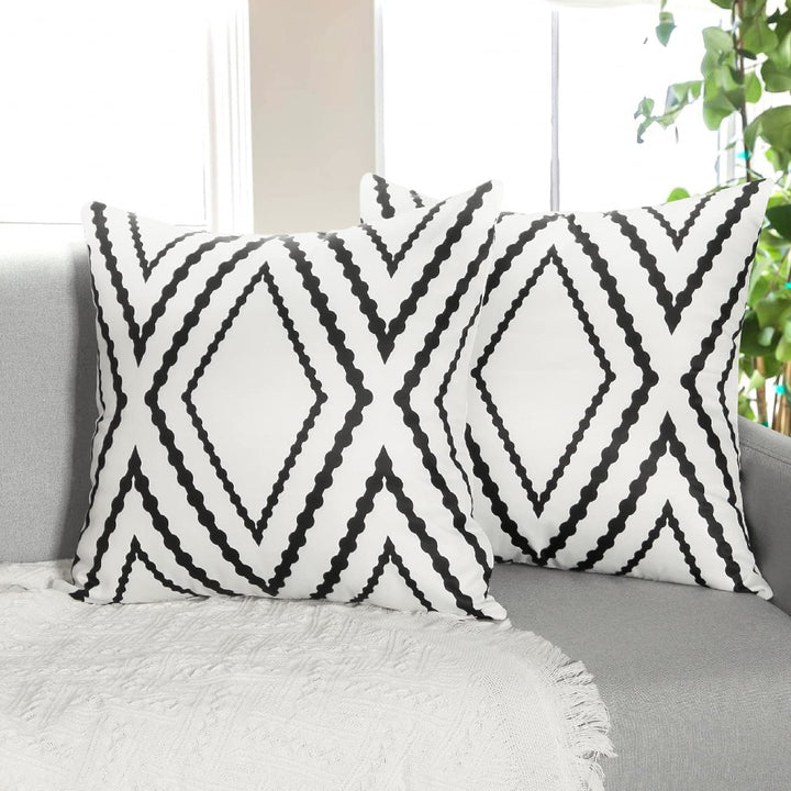 Boho Waterproof Geometric Throw Pillow Covers for Outdoor and Indoor Use