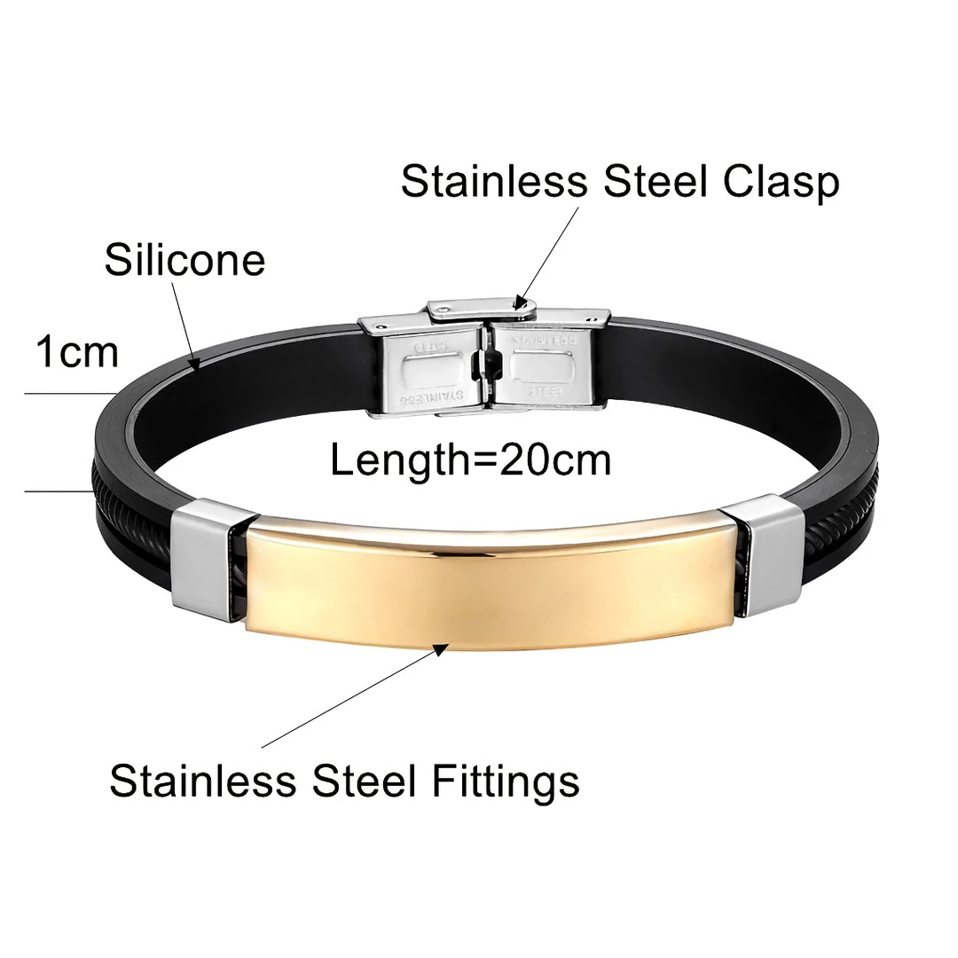 Trendy Stainless Steel and Silicone Bracelet for Men and Women