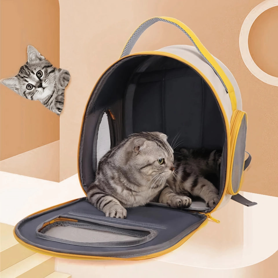 Breathable Foldable Cat Backpack for Outdoor Travel - Large Capacity Pet Carrier