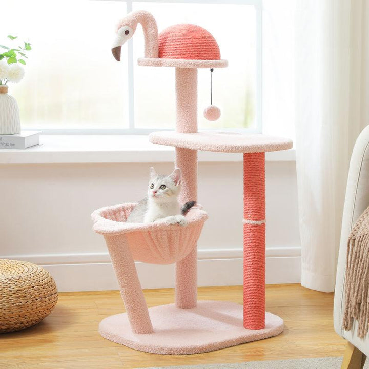 Flamingo Pink Cat Tree with Sisal Scratching Posts & Hammock