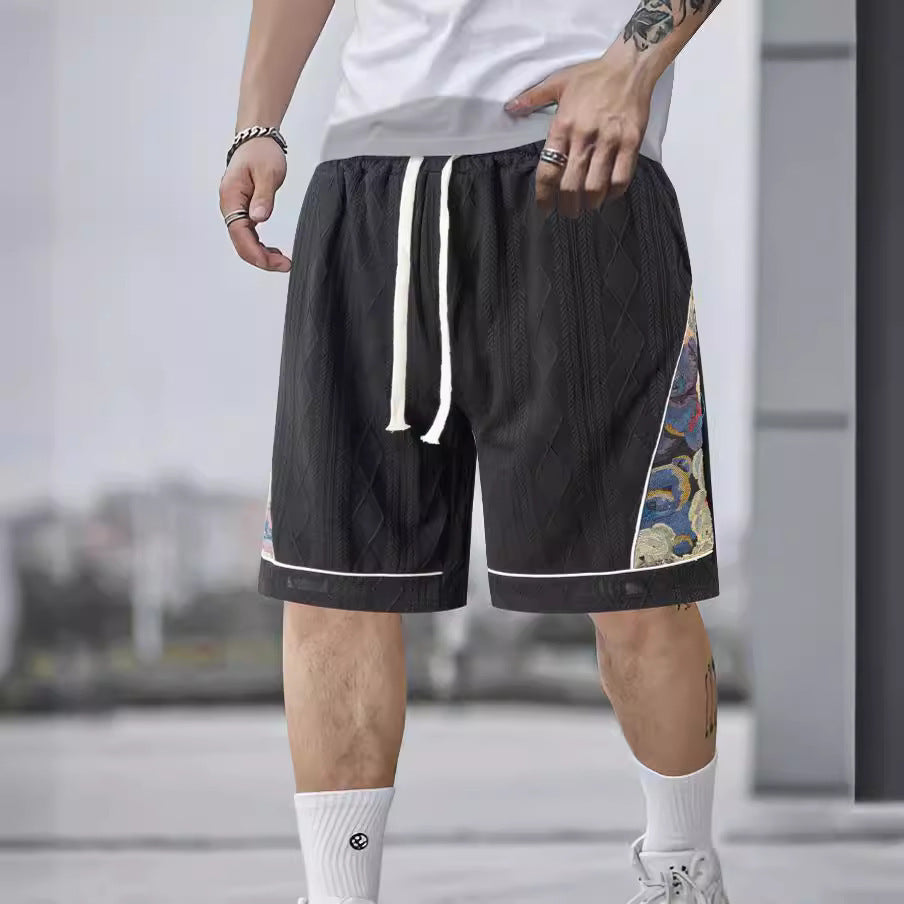 Casual Jacquard Color Matching Shorts