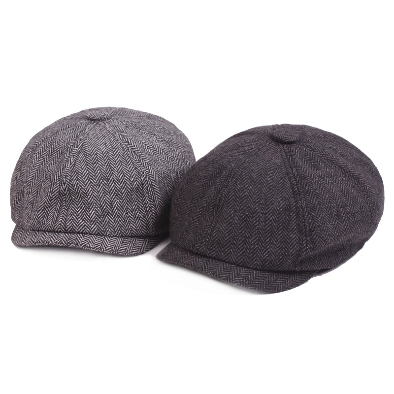 Vintage Wool Herringbone Flat Cap