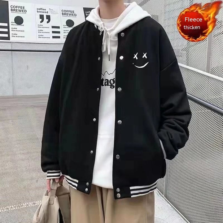 Men's Autumn And Winter Fashion Brand Ins Loose Hong Kong Style  Baseball Uniform Coat Coat