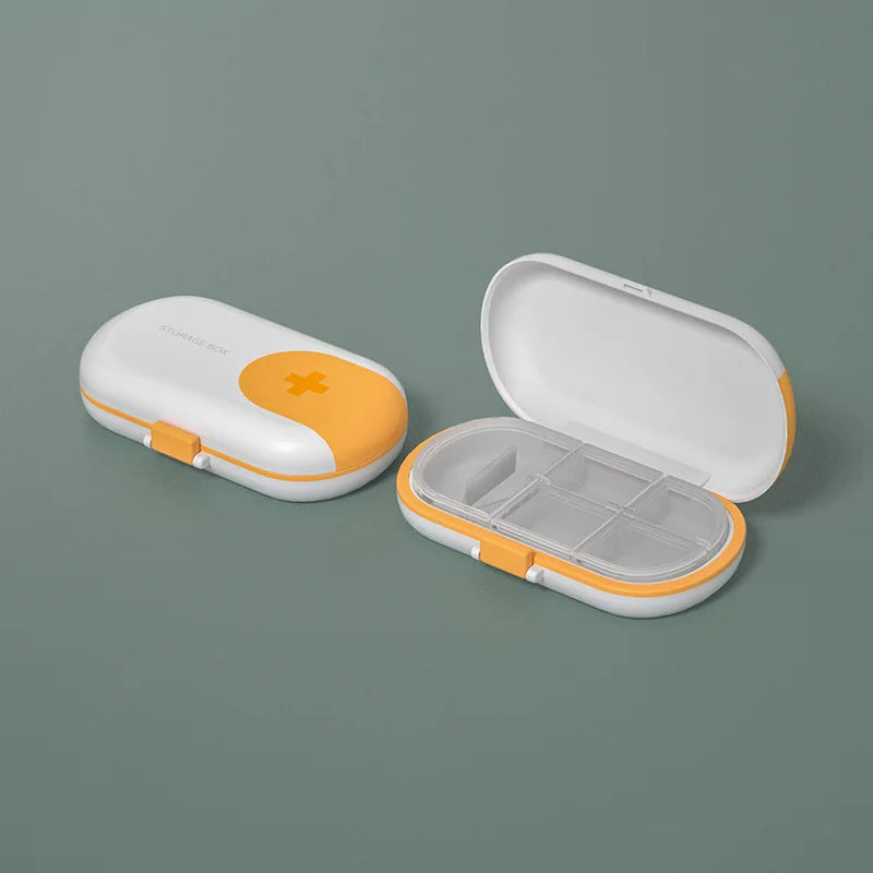 Portable Travel Pill Case & Cutter – 4/6 Grid Organizer for Medicine