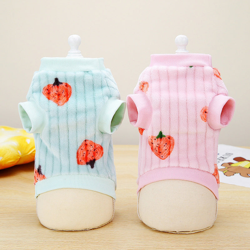 Cute Strawberry Pattern Fleece Vest for Small to Medium Dogs & Cats