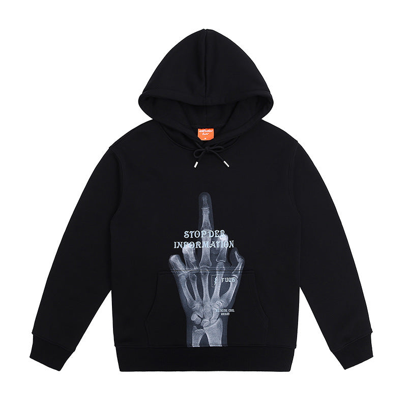 Men's Hoodie Skull Finger Print