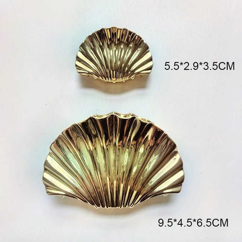 Trendy Gold Metal Shell Hair Claw Clip