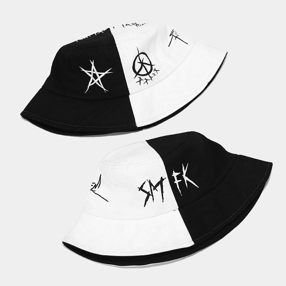 Summer Cotton Patchwork Graffiti Bucket Hat