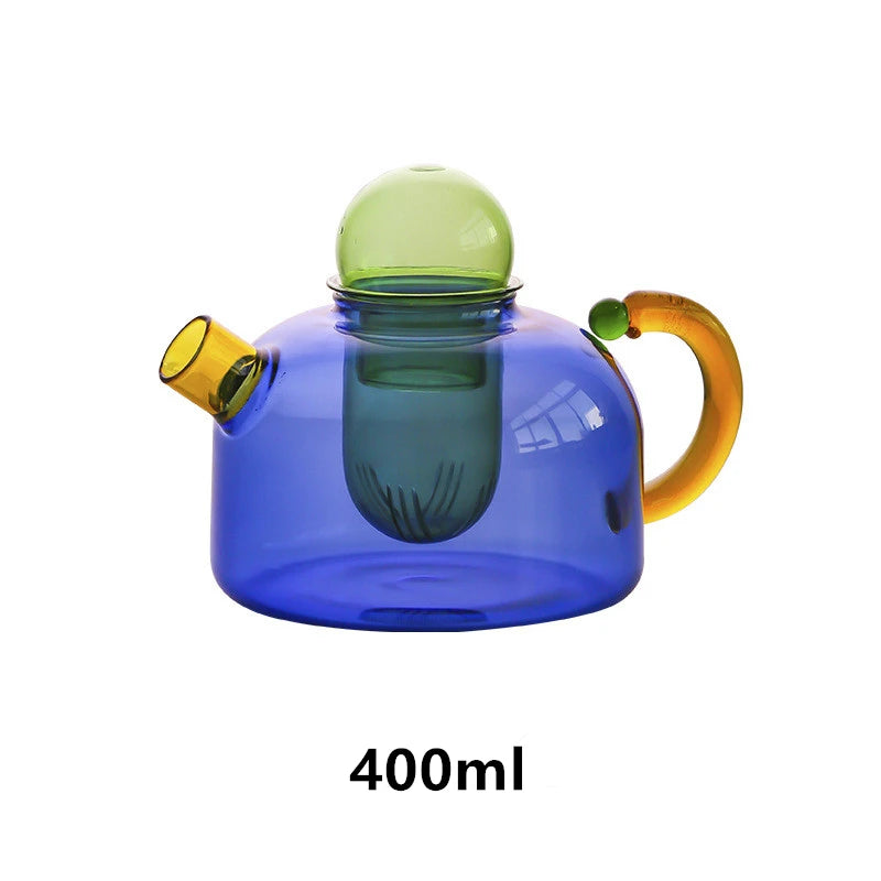 Colorful Glass Teapot and Teacup Set