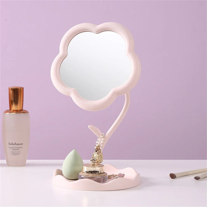 Sunflower Shaped Makeup Mirror with Jewelry Hooks