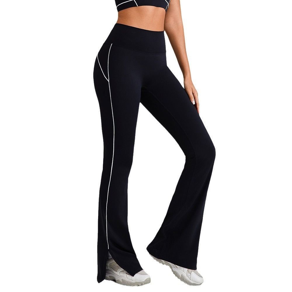 High Waist Tight Nude Feel Hip Lifting Yoga Bell-bottom Pants Women