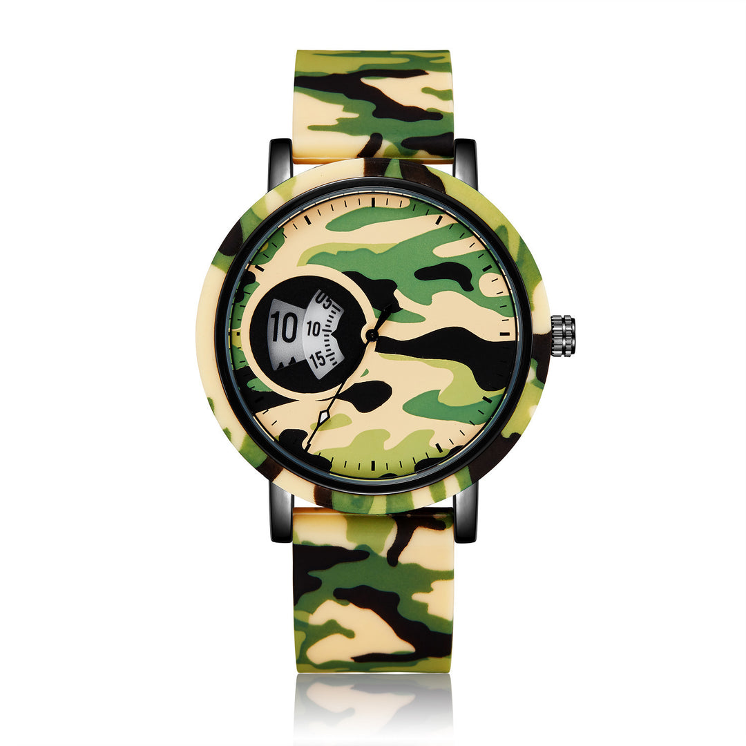 Camouflage Watch Student Sports Double Display Fashion Silicone Strap