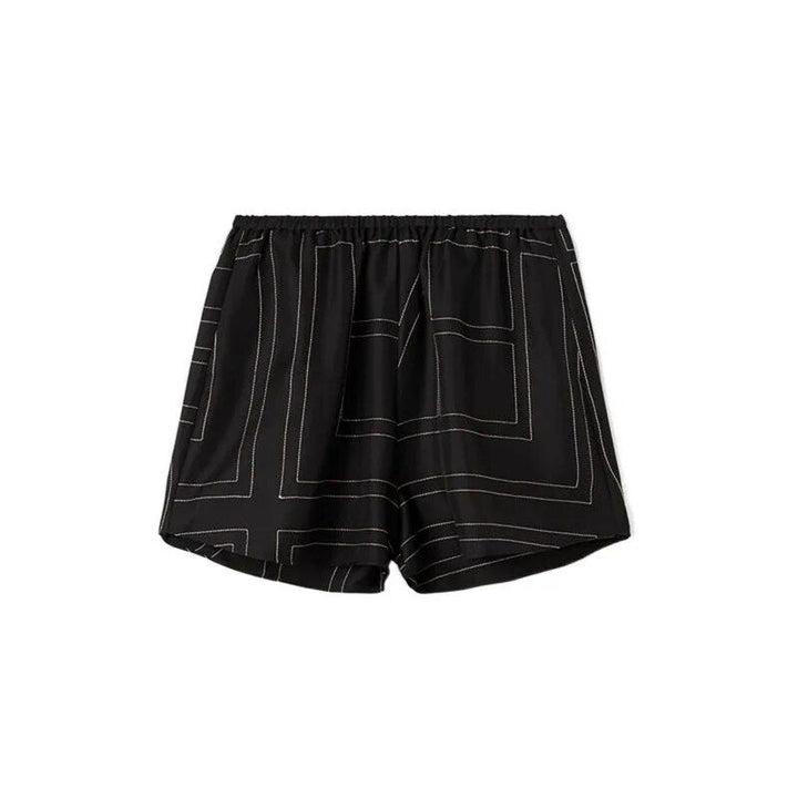 Women's Chic Geometric Print Pajama-Style Shirt and Trousers/Shorts Set