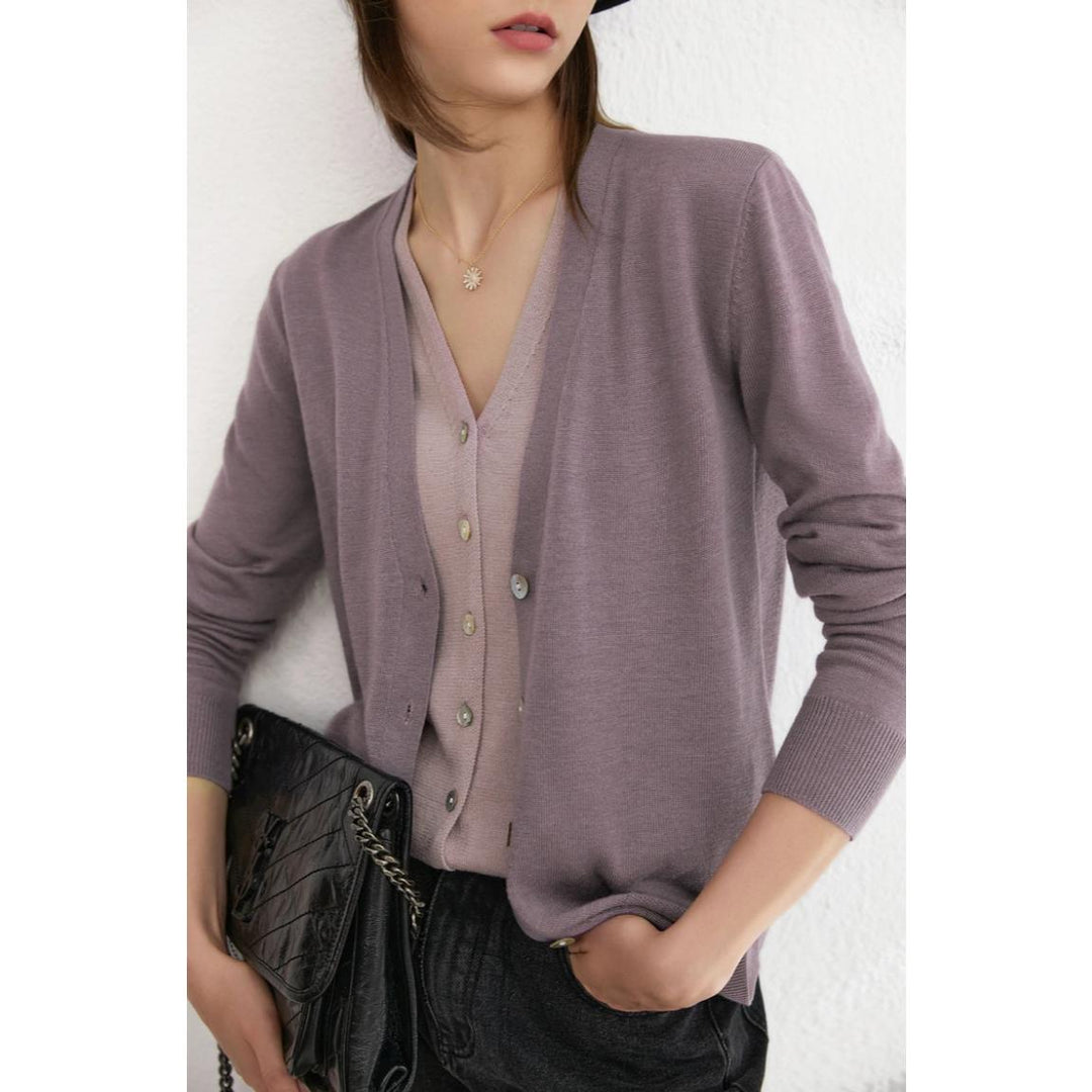 Minimalist Autumn V-Neck Woolen Cardigan