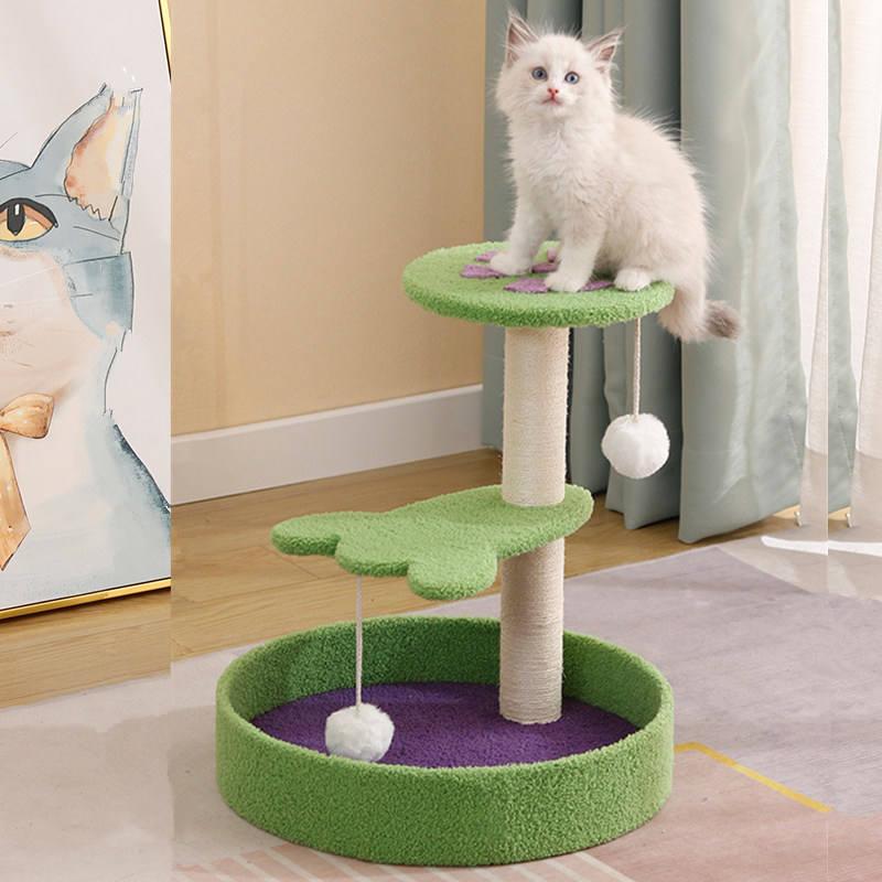 Deluxe Cat Scratcher & Climbing Tree with Wool Ball Toys