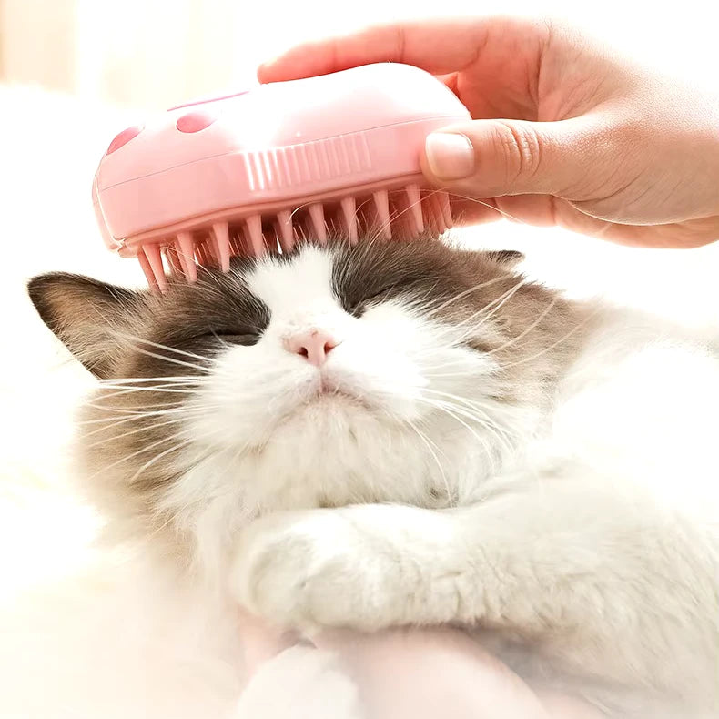 3-in-1 Electric Cat and Dog Grooming Brush with Spray and Massage Function