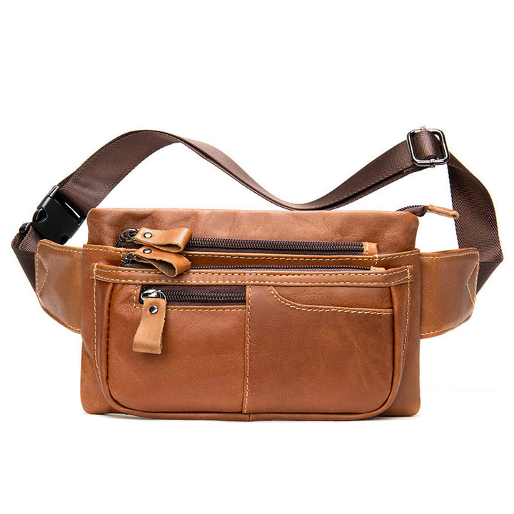 Top Layer Cowhide Casual Sports Crossbody Chest Bag