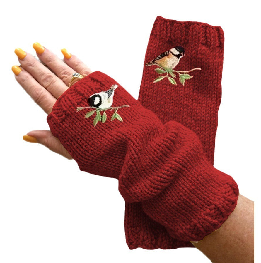 Women's Open Finger Gloves Knitted Warm Half Finger