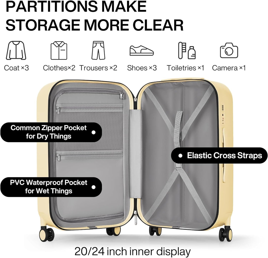 Stylish Spinner Travel Luggage: 18" Carry-On to 24" Check-In Suitcases with Wheels