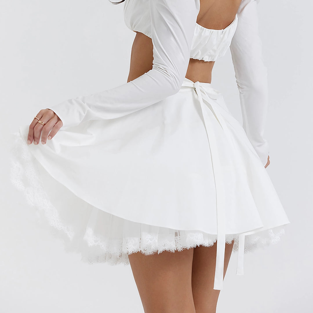 Elegant Lace A-Line Skirt | High-Waist, Vintage-Inspired White Summer Skirt
