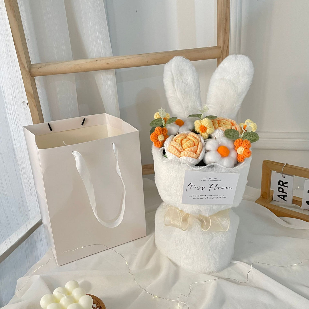 Creative Knitted Rabbit Ear Bouquet Doll