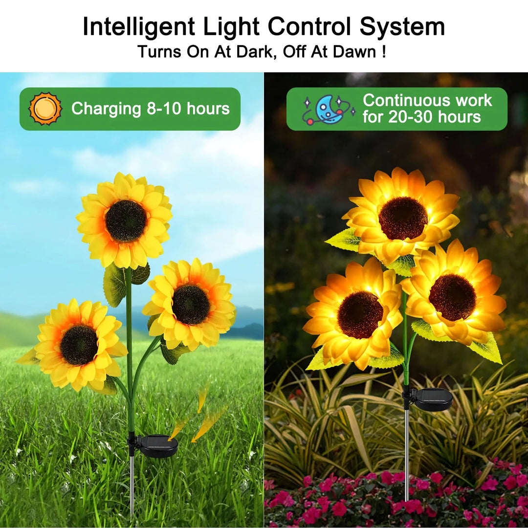 2-Pack Solar Sunflower Garden Lights - Outdoor Decorative Lights for Patio & Backyard