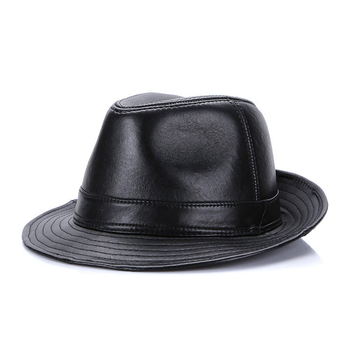 Men's Fashion Casual Authentic Leather Sheepskin Top Hat