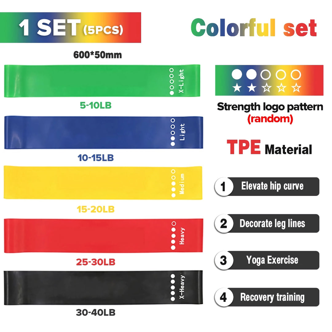 5 PCS Resistance Bands Set: Versatile Workout Equipment for Strength Training