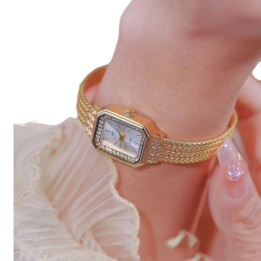 Wheat Table Simple Temperament Small Square Gold Watch