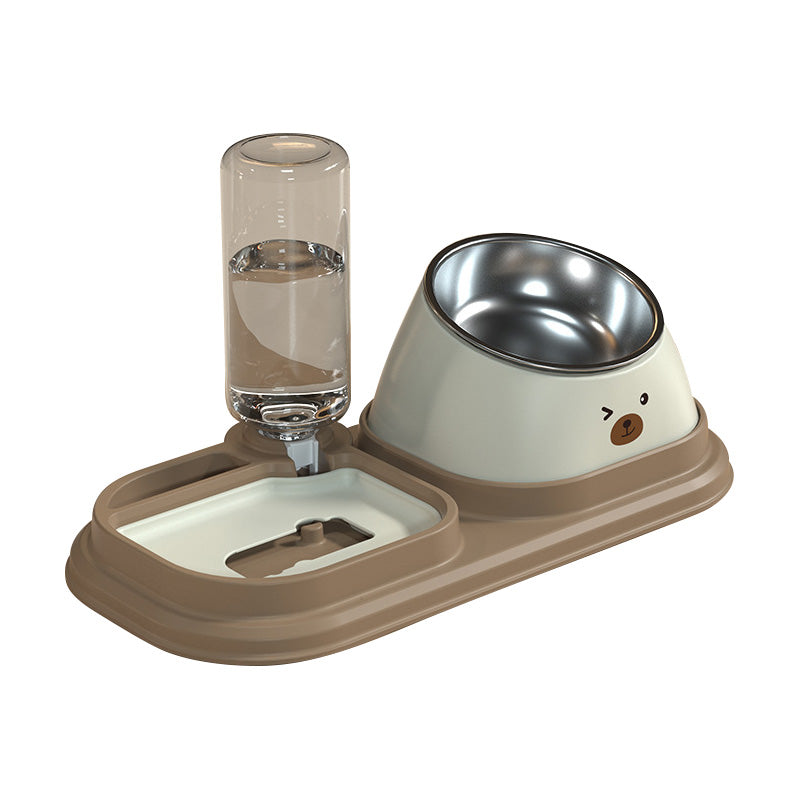 2-in-1 Automatic Pet Water Dispenser & Slow Food Cat Bowl