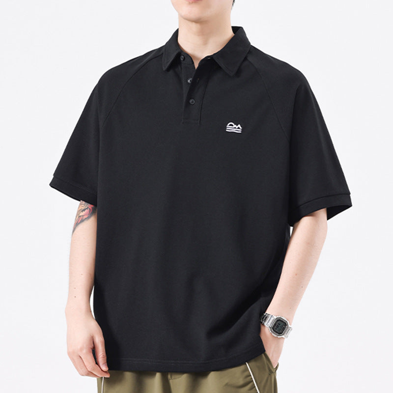 American Stitching Deconstruction Design Polo Shirt Short Sleeve Men