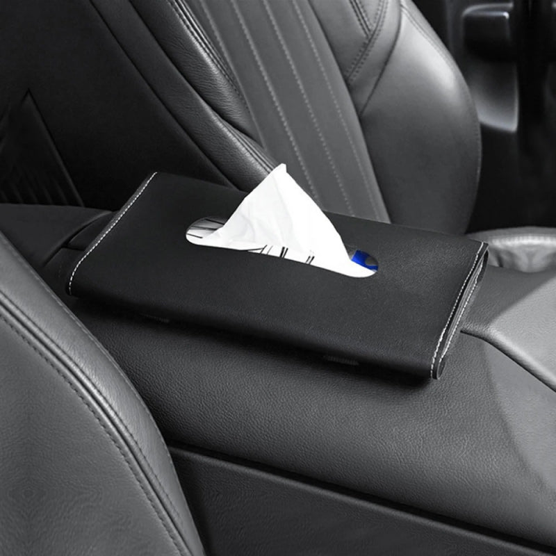 PU Leather Car Sun Visor Tissue Box Holder