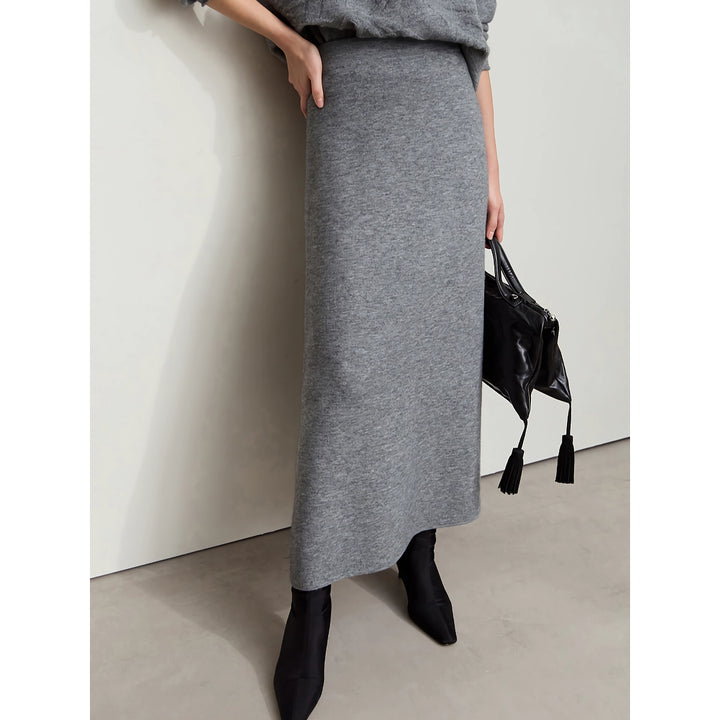 Elegant Women's Knitted A-Line Midi Skirt for Fall & Winter