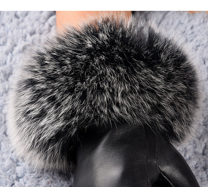 Women's Sheepskin Fleece-lined Warm Gloves