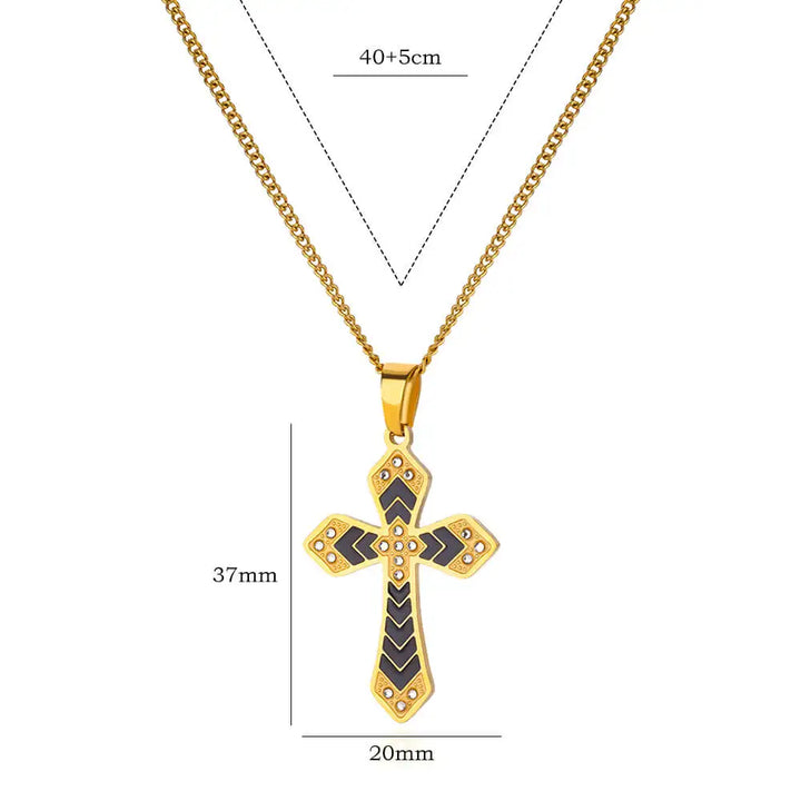 Stainless Steel Cross Pendant Necklace with Cubic Zirconia – Religious Trendy Jewelry