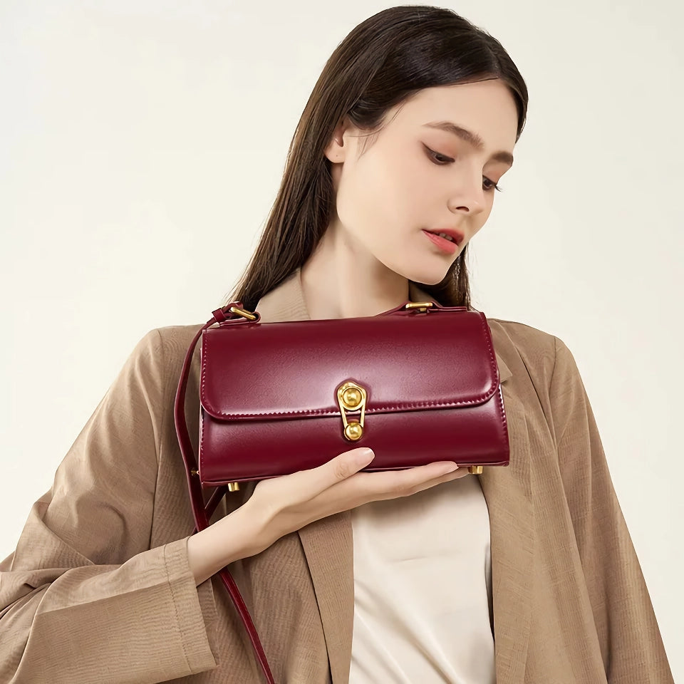 Elegant Burgundy Leather Crossbody Bag for Women