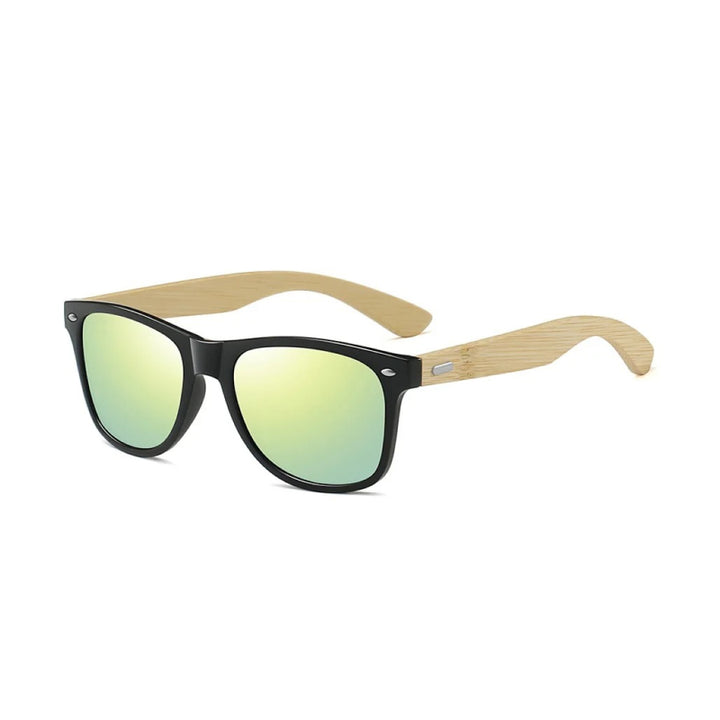 Vintage Bamboo Wood Square Sunglasses