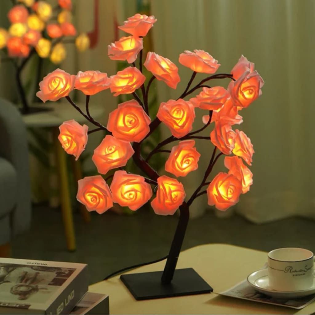 Enchanted LED Rose Flower & Christmas Tree Fairy Light Lamp