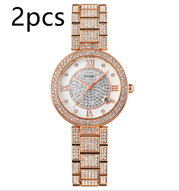 Gypsophila Diamond Watch Shiny Rose Gold Quartz Watch