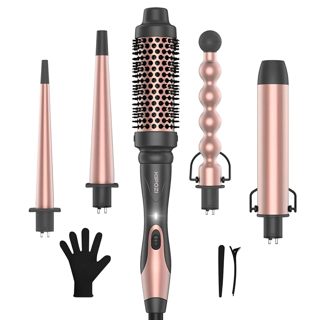 Professional 5-in-1 Curling Iron and Hot Air Brush Set