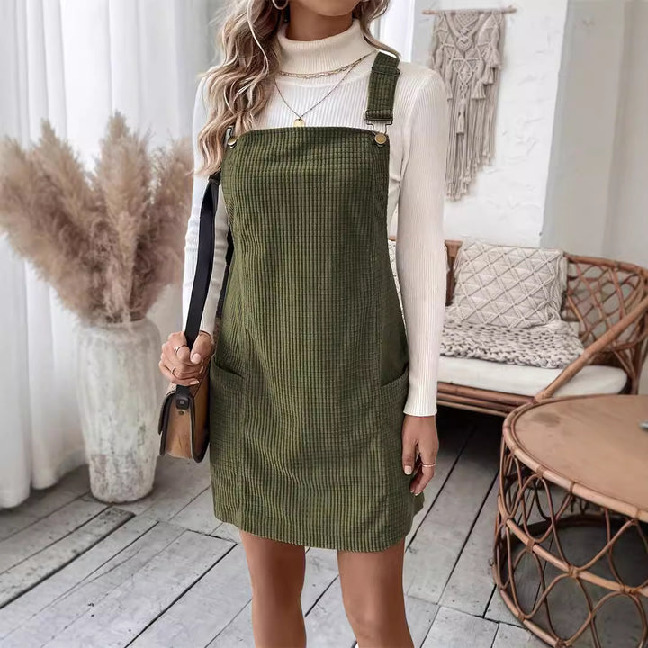 Women's Knitted Solid Color Suspender Skirt