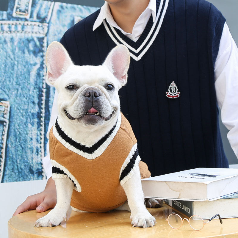 Preppy Style Warm Dog Sweater Vest