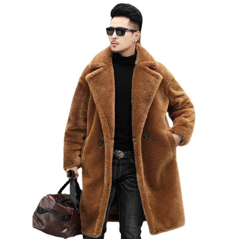 Men's Winter New Thickened Cashmere Long Warm Fur Coat