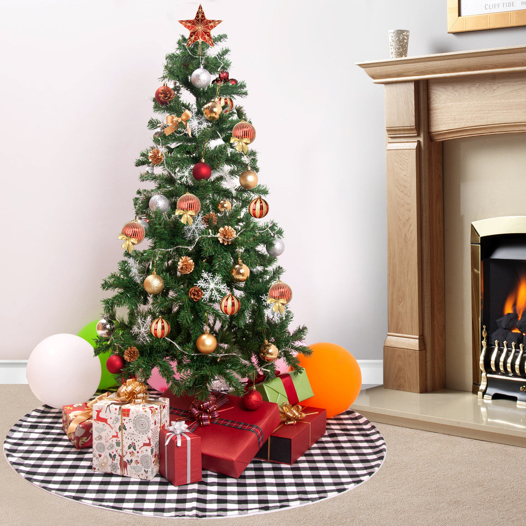 Black And White Plaid Christmas Decoration Tree Skirt