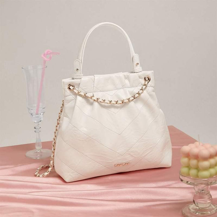 White Faux Leather Crossbody Tote