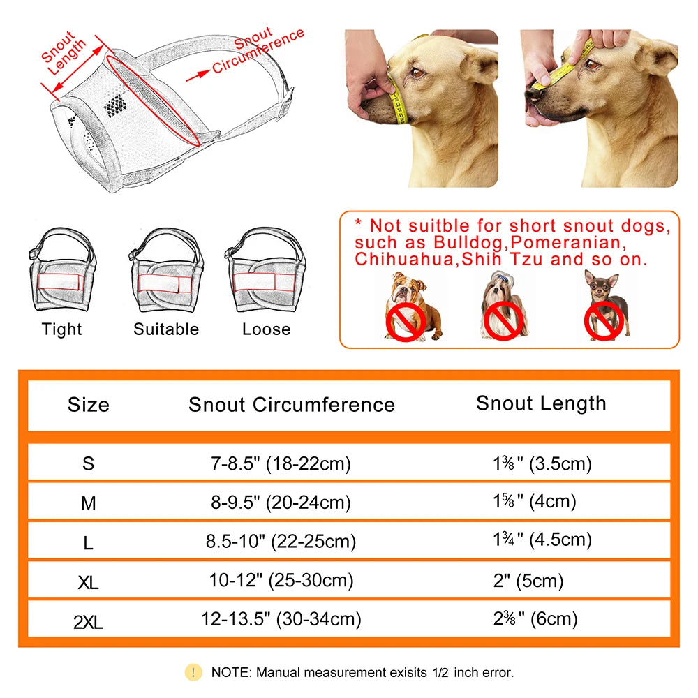 Adjustable Breathable Dog Muzzles for Small and Medium Dogs